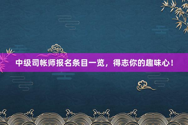中级司帐师报名条目一览，得志你的趣味心！